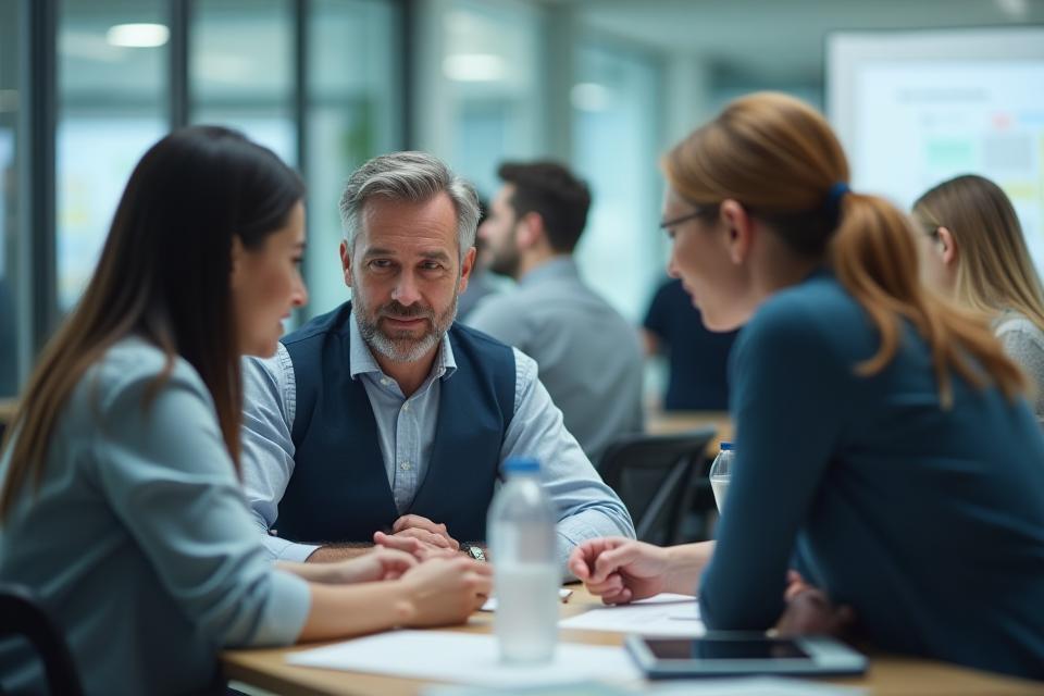 Professional team members of Kaze Digital Works collaborating in a modern office